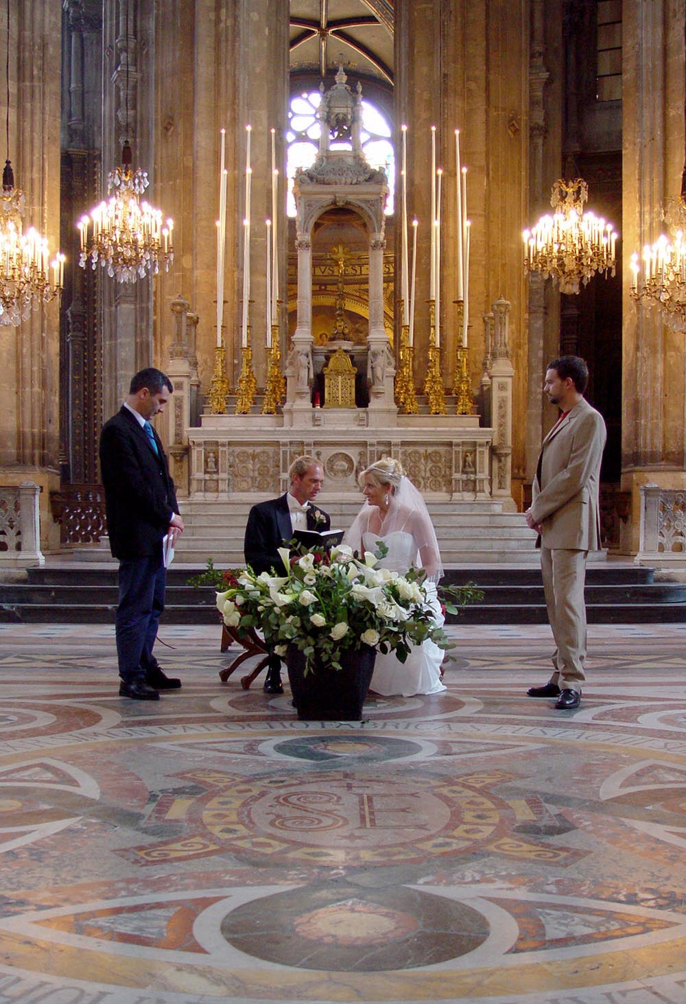 Wedding ceremony at Saint Opportune church in Paris, France