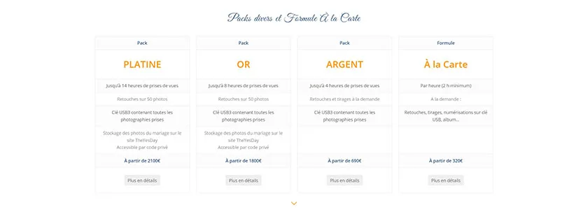 packs platine or argent a la carte